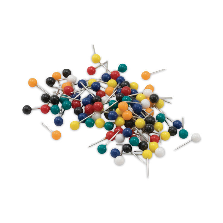 Advantus Map Tacks, Plastic, Assorted, 0.38", 100/Box (GEMMTA) Box of 100