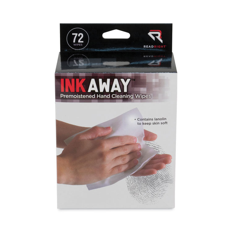 Read Right® Ink Away Hand Cleaning Pads, Cloth, 5 x 7, White, 72/Pack (REARR1302) Box of 72