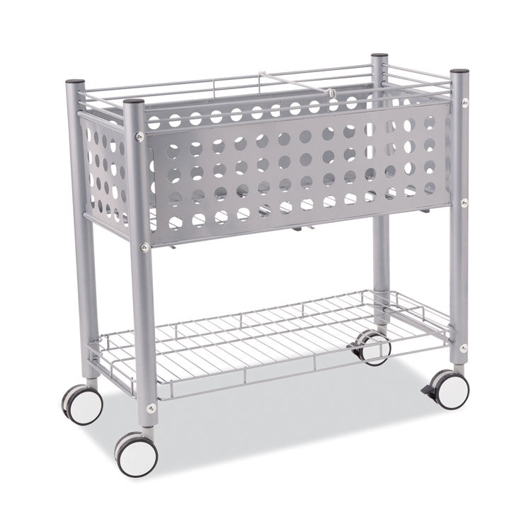 Vertiflex® File Cart with Open Top, Metal, 1 Shelf, 2 Bins, 28.25" x 13.75" x 27.38", Matte Gray (VRTVF52000) Each