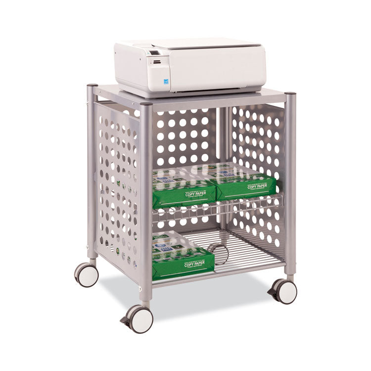 Vertiflex® File Cart with Open Top, Metal, 1 Shelf, 2 Bins, 28.25" x 13.75" x 27.38", Matte Gray (VRTVF52000) Each
