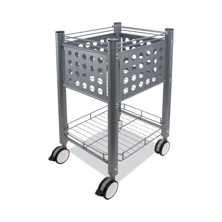 Vertiflex® Sidekick File Cart, Metal, 1 Shelf, 1 Bin, 13.75" x 15.5" x 26.25", Matte Gray (VRTVF52002) Each