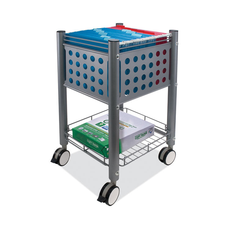 Vertiflex® Sidekick File Cart, Metal, 1 Shelf, 1 Bin, 13.75" x 15.5" x 26.25", Matte Gray (VRTVF52002) Each