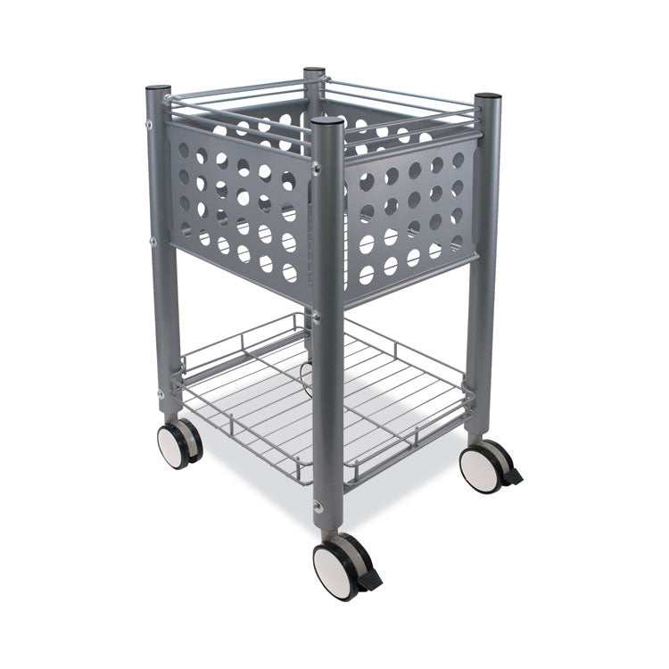 Vertiflex® Sidekick File Cart, Metal, 1 Shelf, 1 Bin, 13.75" x 15.5" x 26.25", Matte Gray (VRTVF52002) Each
