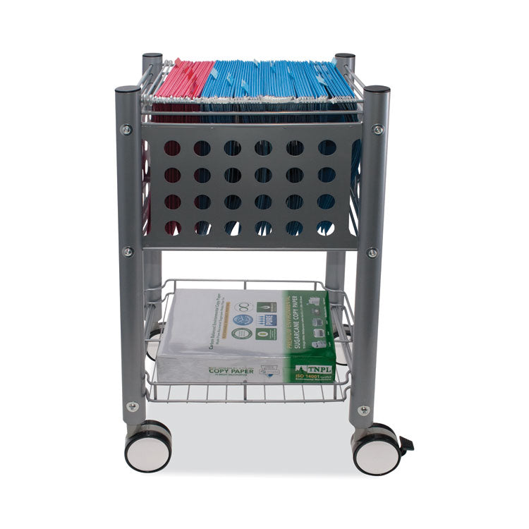 Vertiflex® Sidekick File Cart, Metal, 1 Shelf, 1 Bin, 13.75" x 15.5" x 26.25", Matte Gray (VRTVF52002) Each