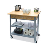 Vertiflex® Countertop Serving Cart, Wood, 3 Shelves, 3 Drawers, 35.5" x 19.75" x 34.25", Oak/Gray (VRTVF53039) Each
