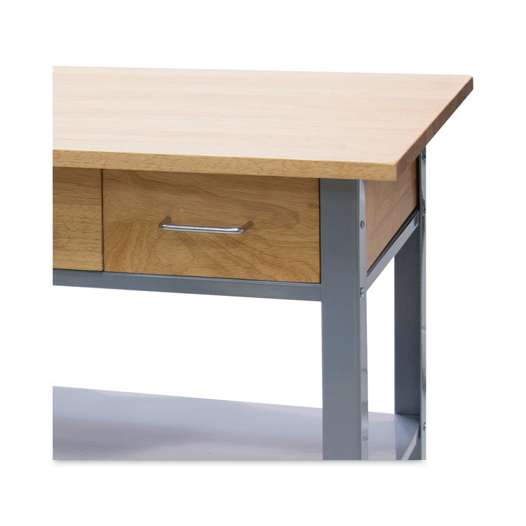 Vertiflex® Countertop Serving Cart, Wood, 3 Shelves, 3 Drawers, 35.5" x 19.75" x 34.25", Oak/Gray (VRTVF53039) Each