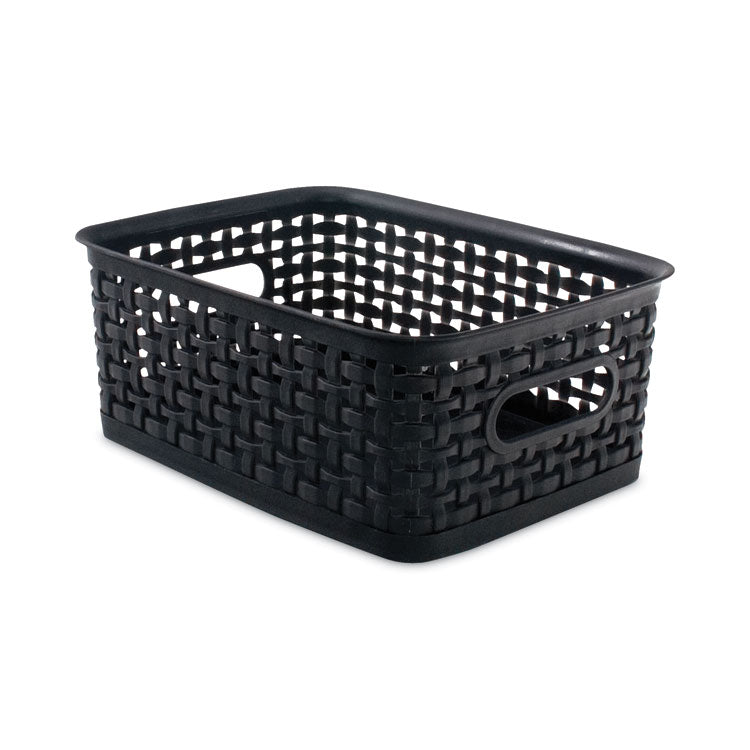 Advantus Plastic Weave Bin, Small, 10" x 7.5" x 4", Black (AVT36000) Each