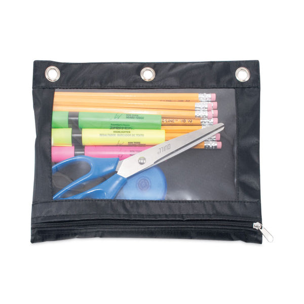 Advantus Binder Pencil Pouch, 10 x 7.38, Black/Clear, 3/Pack (AVT63067)
