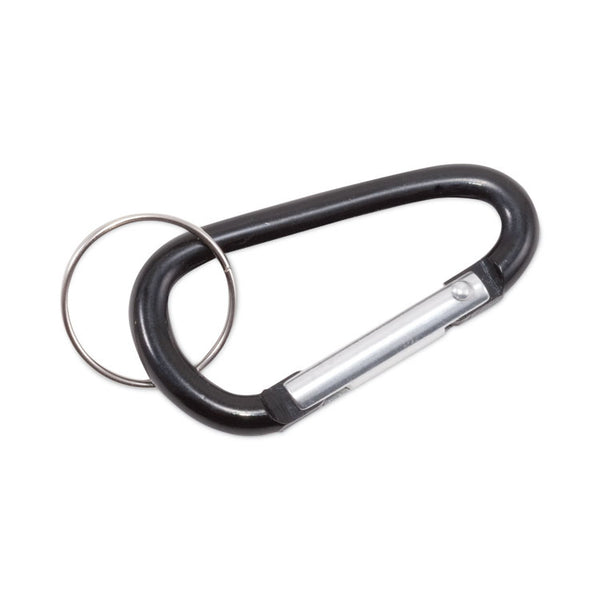 Advantus Carabiner Key Chains, (10) 1" x 2" Black Carabiners, (10) 1" dia Silver Key Rings, Aluminum (AVT75555)