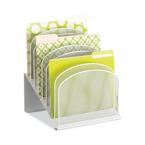 Safco® Onyx Mesh Desk Organizer with Tiered Sections, 8 Sections, Letter to Legal Size Files, 11.75" x 10.75" x 14", White (SAF3258WH) Each