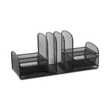 Safco® Onyx Mesh Desk Organizer, Three Sections/Two Baskets, Steel Mesh, 17 x 6.75 x 7.75, Black (SAF3263BL)
