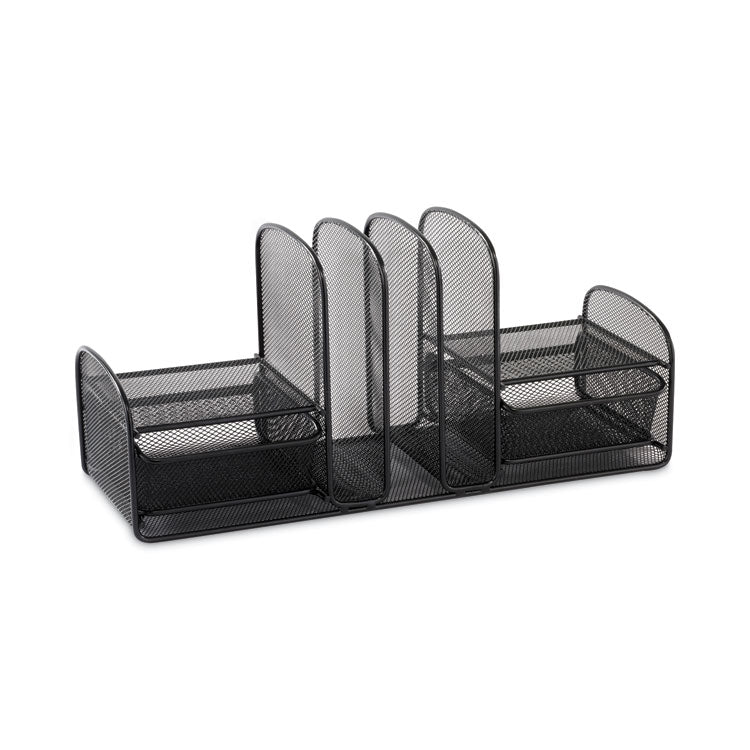 Safco® Onyx Mesh Desk Organizer, Three Sections/Two Baskets, Steel Mesh, 17 x 6.75 x 7.75, Black (SAF3263BL) Each