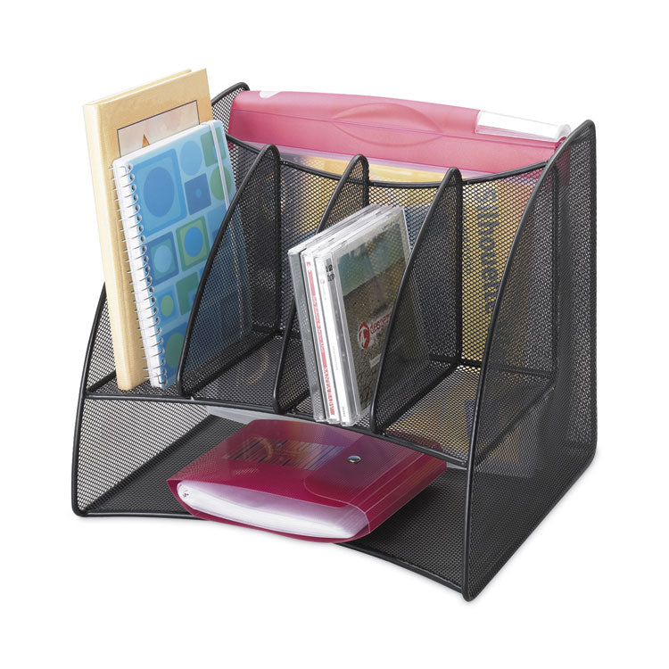 Safco® Onyx Mesh Corner Organizer, Six Sections, 15 x 11 x 13, Black (SAF3261BL) Each