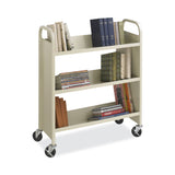 Safco® Steel Single-Sided Book Cart, Metal, 3 Shelves, 300 lb Capacity, 36" x 14.5" x 43.5", Sand (SAF5358SA)