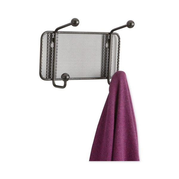 Safco® Onyx Mesh Wall Racks, 2-Hook, 8.5w x 3d x 5.5h, Black (SAF6401BL) Each