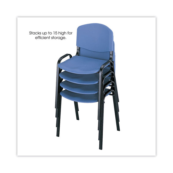Safco® Stacking Chair, Supports Up to 250 lb, 18" Seat Height, Blue Seat, Blue Back, Black Base, 4/Carton (SAF4185BU)