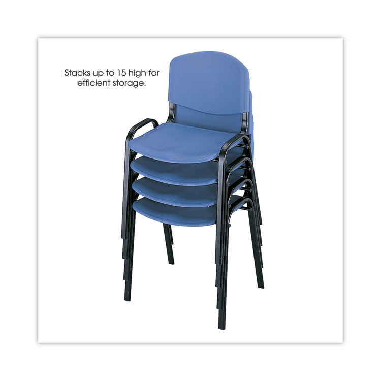 Safco® Stacking Chair, Supports Up to 250 lb, 18" Seat Height, Blue Seat, Blue Back, Black Base, 4/Carton (SAF4185BU)