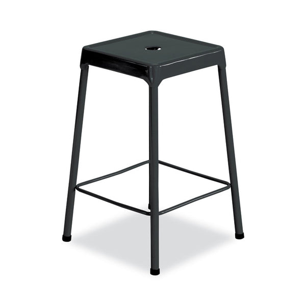 Safco® Counter-Height Steel Stool, Backless, Supports Up to 250 lb, 25" Seat Height, Black (SAF6605BL)