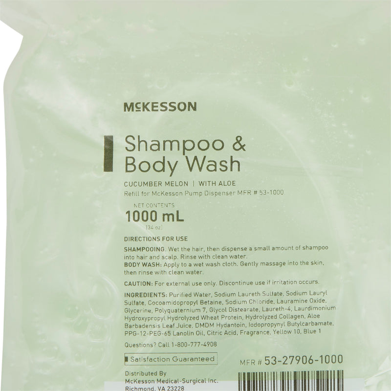 McKesson Shampoo and Body Wash 1,000 mL Dispenser Refill Bag Cucumber Melon Scent (482991_EA) 1/EA