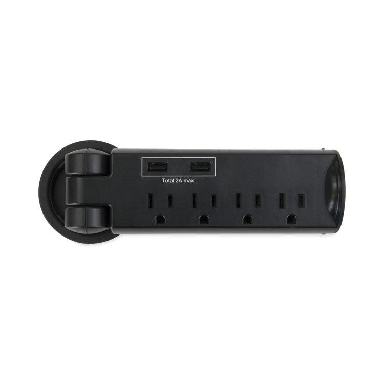 Safco® Pull-Up Power Module, 4 Outlets, 2 USB Ports, 8 ft Cord, Black (SAF2069BL)