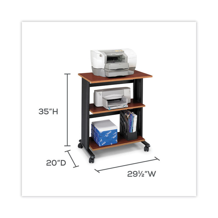 Safco® Muv Three Level Machine Cart/Printer Stand, Engineered Wood, 3 Shelves, 29.5" x 20" x 35", Cherry/Black (SAF1881CY) Each