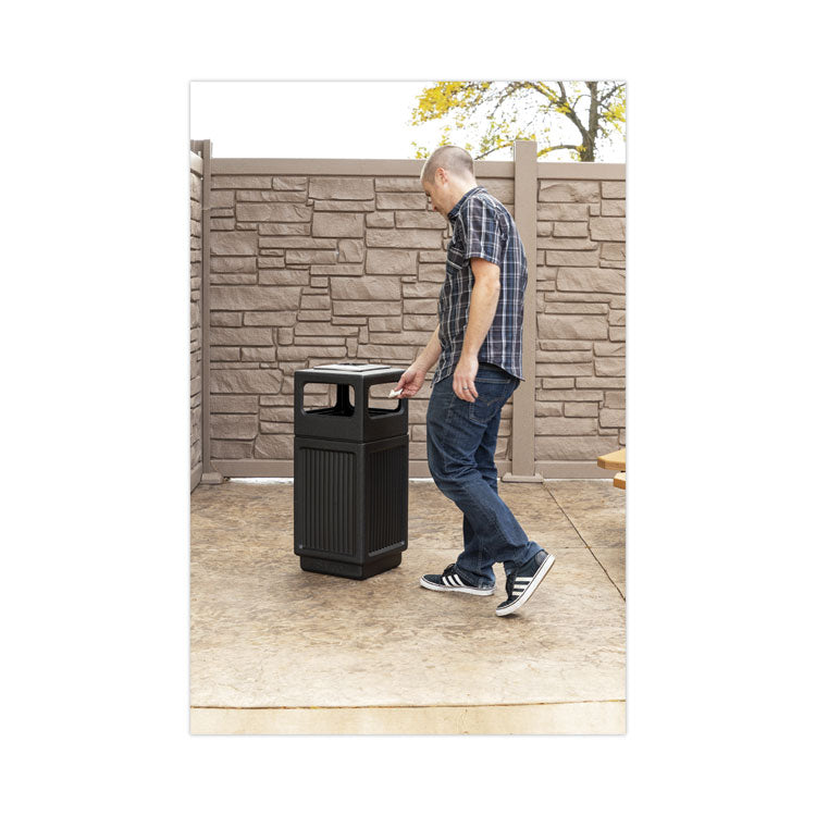 Safco® Canmeleon Recessed Panel Receptacles, 15 gal, Polyethylene, Black (SAF9474BL) Each