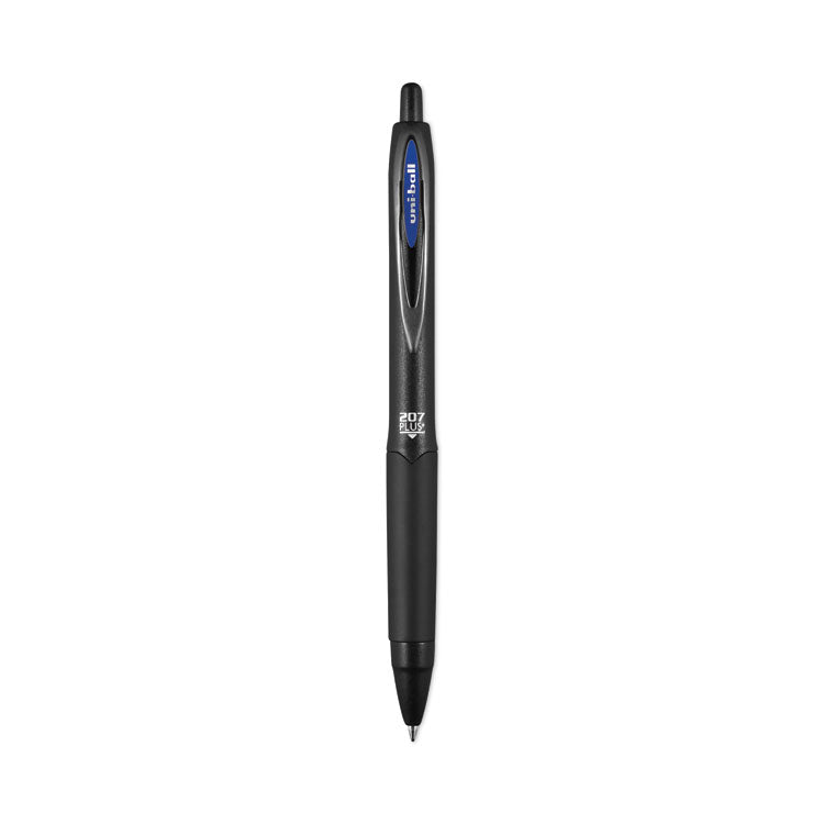 uniball® 207 Plus+ Gel Pen, Retractable, Medium 0.7 mm, Blue Ink, Black Barrel, Dozen (UBC70463) 1 Dozen