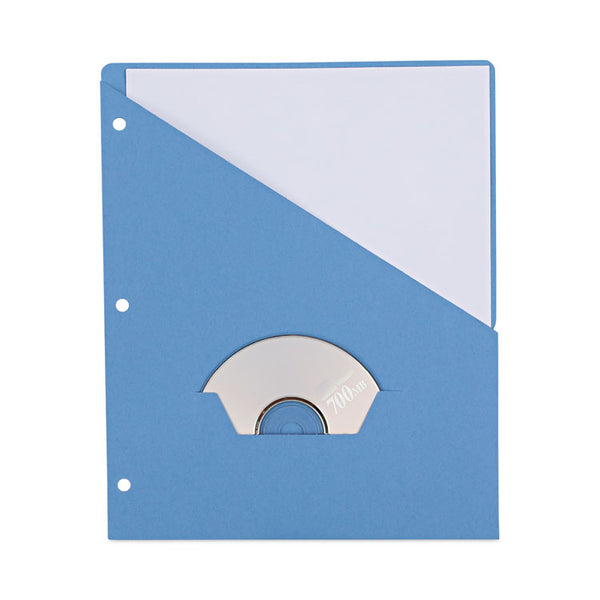 Universal® Slash-Cut Pockets for Three-Ring Binders, Jacket, Letter, 11 Pt., Blue, 10/Pack (UNV61681)