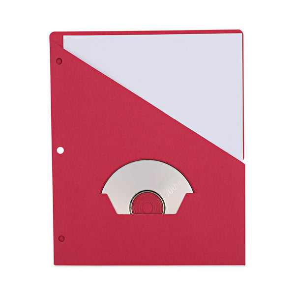 Universal® Slash-Cut Pockets for Three-Ring Binders, Jacket, Letter, 11 Pt., 8.5 x 11, Red, 10/Pack (UNV61683)