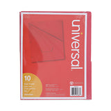 Universal® Slash-Cut Pockets for Three-Ring Binders, Jacket, Letter, 11 Pt., 8.5 x 11, Red, 10/Pack (UNV61683)