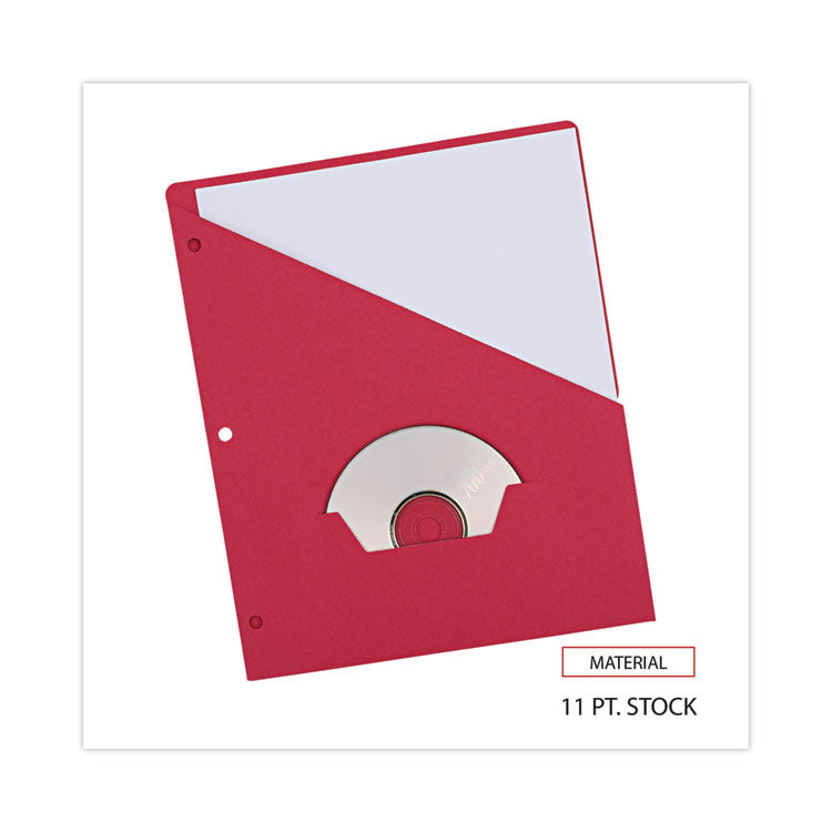 Universal® Slash-Cut Pockets for Three-Ring Binders, Jacket, Letter, 11 Pt., 8.5 x 11, Red, 10/Pack (UNV61683)