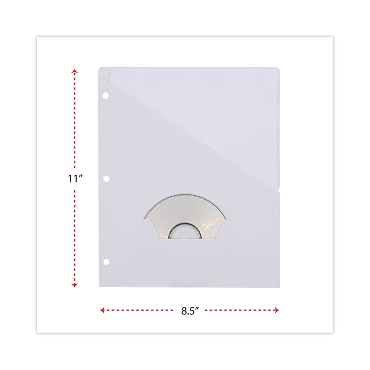 Universal® Slash-Cut Pockets for Three-Ring Binders, Jacket, Letter, 11 Pt., 9.75 x 11.75, White, 10/Pack (UNV61687)