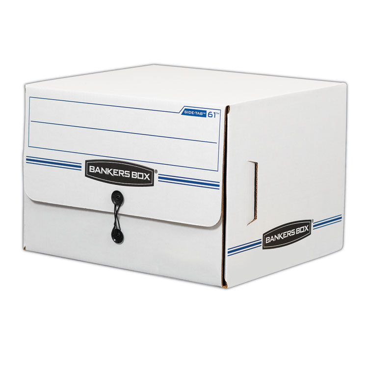 Bankers Box® SIDE-TAB Storage Boxes, Letter Files, White/Blue, 12/Carton (FEL00061) Carton of 12