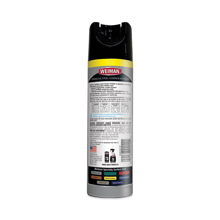 WEIMAN® Stainless Steel Cleaner and Polish, 17 oz Aerosol, 6/Carton (WMN49CT) Case of 6