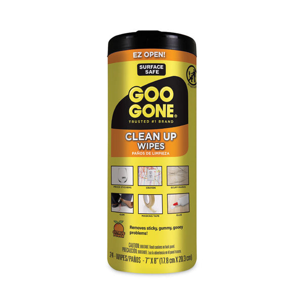 Goo Gone® Clean Up Wipes, 1-Ply, 8 x 7, Citrus Scent, White, 24/Canister, 4 Canisters/Carton (WMN2000)