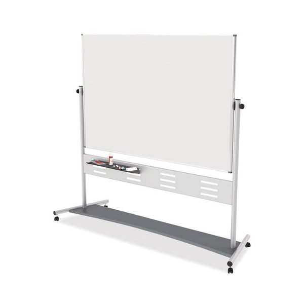 MasterVision® Revolver Easel, 70.8 x 47.2, 80" Tall Easel, Horizontal Orientation, White Surface, Silver Aluminum Frame (BVCQR5507) Each