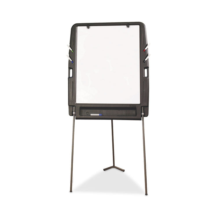 Iceberg Ingenuity Portable Flipchart Easel with Dry Erase Surface, 35 x 30, 73" Tall Easel, Charcoal Polyethylene Frame (ICE30227) Each