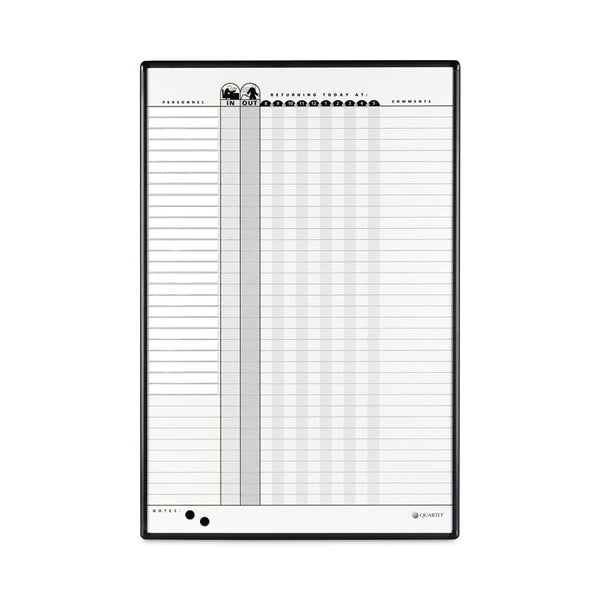 Quartet® Employee In/Out Board System, Up to 36 Employees, 24 x 36, Porcelain White/Gray Surface, Black Aluminum Frame (QRT783G)
