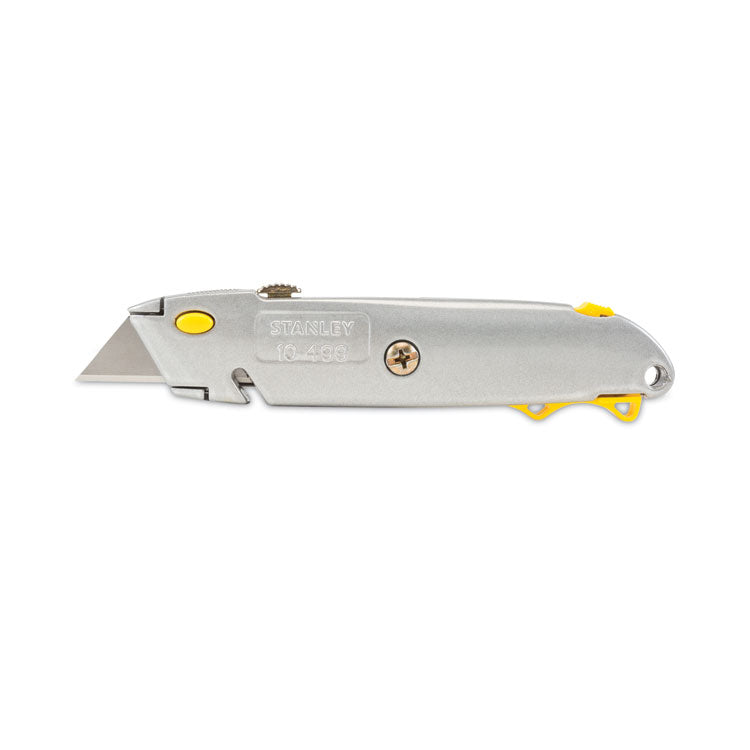 Stanley® Quick-Change Utility Knife with Retractable Blade and Twine Cutter, 6" Metal Handle, Gray, 6/Box (BOS10499BX) Box of 6