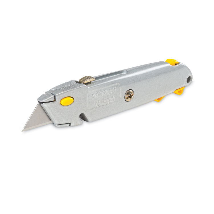Stanley® Quick-Change Utility Knife with Retractable Blade and Twine Cutter, 6" Metal Handle, Gray, 6/Box (BOS10499BX) Box of 6