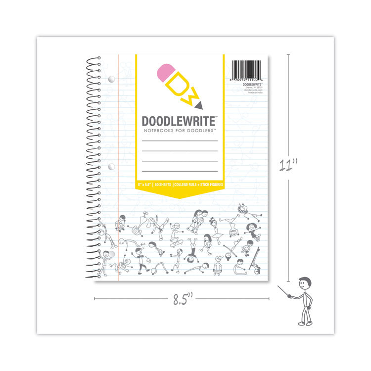 Roaring Spring® DoodleWrite Notebooks, 1-Subject, Medium/College Rule, White Cover, (60) Sheets, 24/Carton, Ships in 4-6 Business Days (ROA11100CS) Case of 24