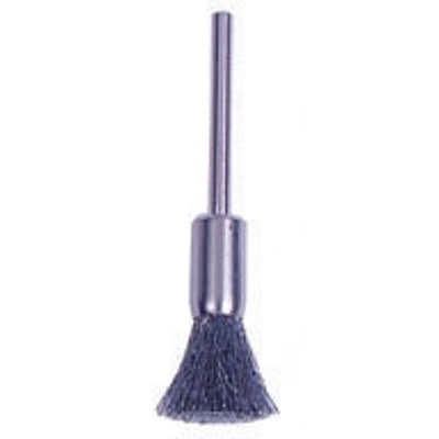 Miniature Stem-Mounted End Brush, Stainless Steel, 1/4 in dia 0.005 in Wire , 37000 RPM (804-26108) Each