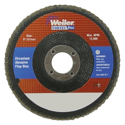 Weiler 5" Vortec Pro Abrasive Flap Disc, Angled, Phenolic Back (804-31356) 10 EA / PK