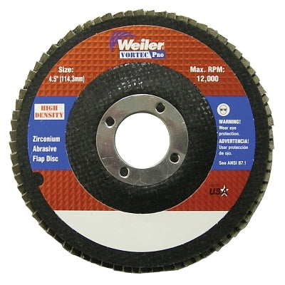 Weiler 4-1/2" Vortec Pro High Density Abrasive Flap Disc, Flat (804-31387) Pack of 10