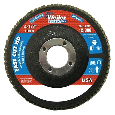 Weiler 4-1/2" Vortec Pro High Density Abrasive Flap Disc, Flat (804-31388) Pack of 10
