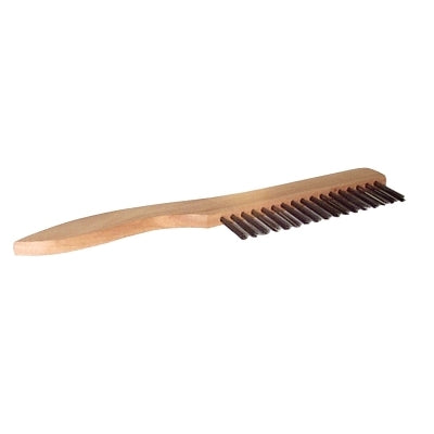 Weiler Shoe Handle Scratch Brush, 10 in, 1X17 Rows, SS Wire Bristle, Shoe Wood Handle (804-44235) Box of 12
