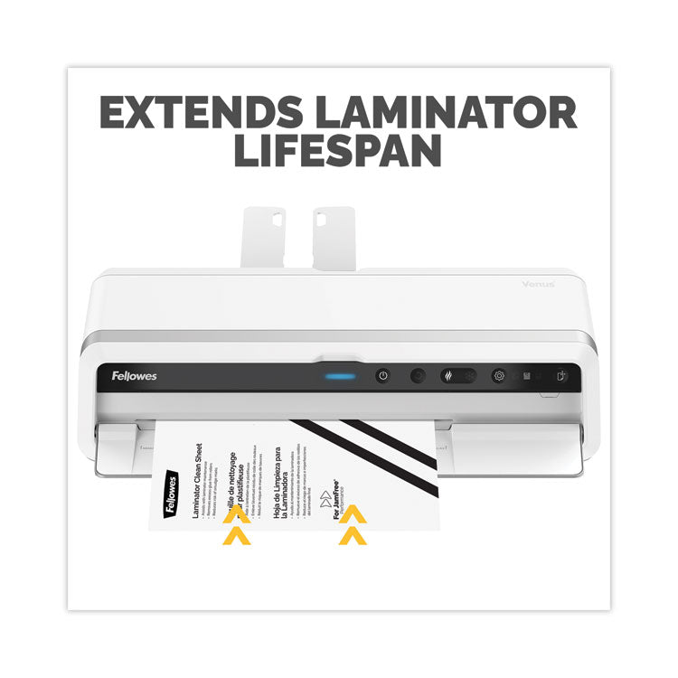 Fellowes® Laminator Cleaning Sheets, 3 to 10 mil, 8.5" x 11", White, 10/Pack (FEL5320603)