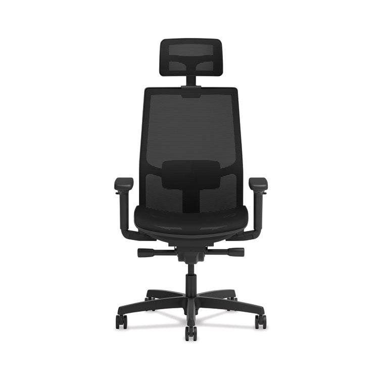 HON® Ignition 2.0 4-Way Stretch Mesh Back and Seat Task Chair, Supports Up to 300 lb, 17" to 21" Seat, Black Seat, Black Base (HONI2MSKY2IMTHR)