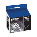 Epson® T252120D2 (T252) DURABrite Ultra Ink, 350 Page-Yield, Black, 2/Pack (EPST252120D2) Pack of 2