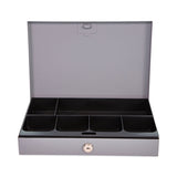 CONTROLTEK® Heavy Duty Low Profile Cash Box, 6 Compartments, 11.5 x 8.2 x 2.2, Gray (CNK500126)